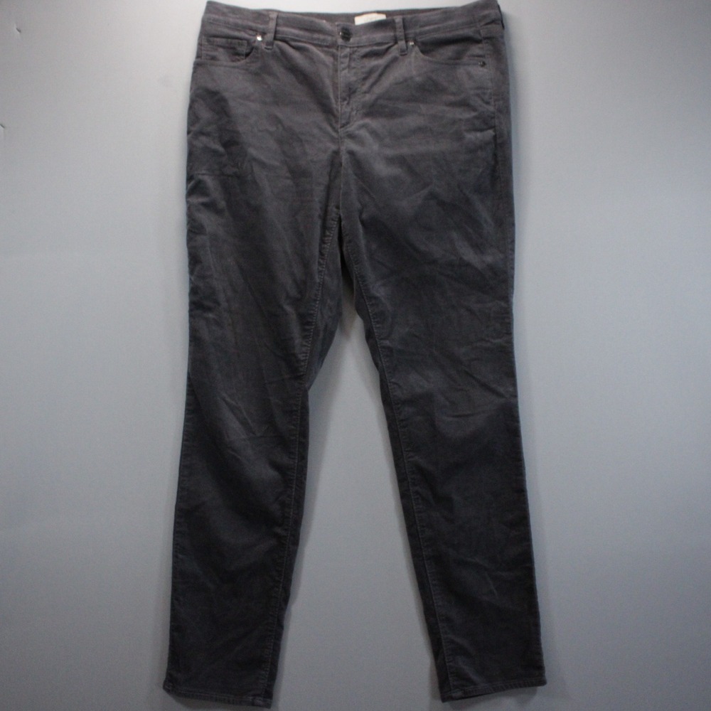 Loft Outlet Modern Skinny Ankle Pants Gray Suede Soft Cotton Feel Size 14